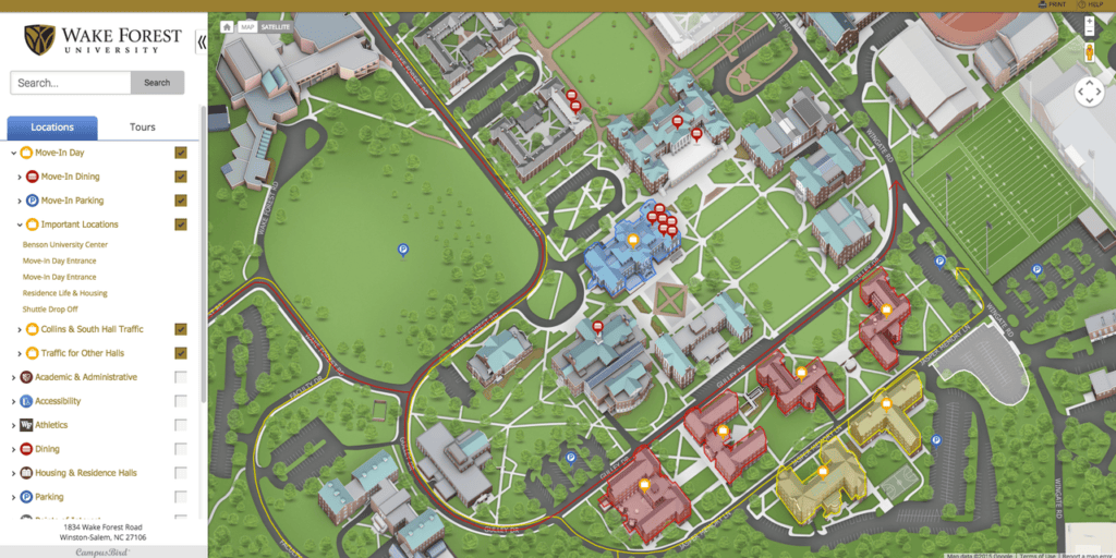 Wake Forest University Campus Map – Map Vector