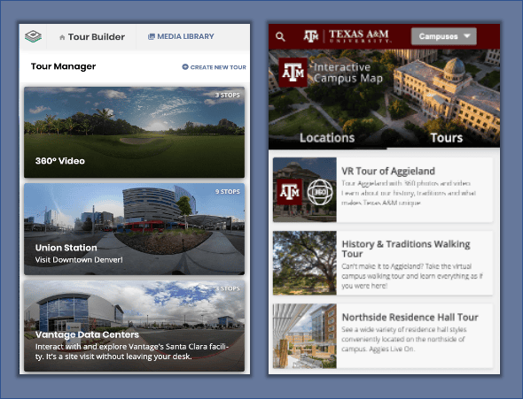 Virtual map linking to Virtual tours